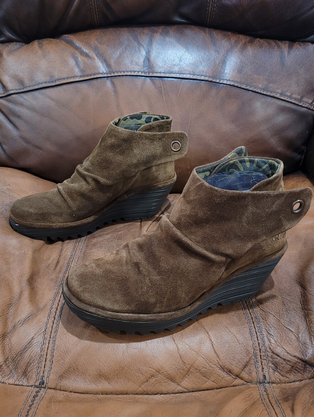 Women's Brown Suede Wedge Ankle Boot